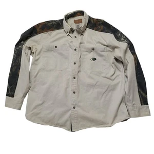 Mossy Oak Men's Open Range Jacket Shirt XL Camo Khaki Long Sleeve Button Down - Picture 1 of 9