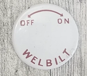 Vtg. WELBILT Stove Enameled round Steel Vent Cap Off Left On Right Arrow 57MM - Picture 1 of 3