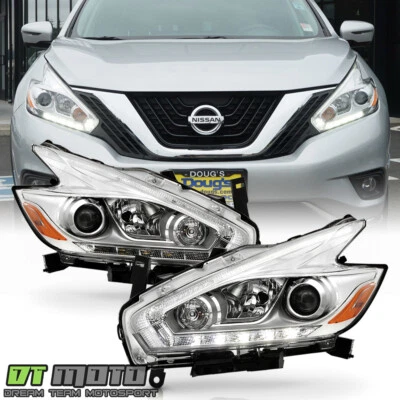 Juego de faros proyectores LED DRL cromados tipo halógeno para Nissan Murano 2015-2018 Foto 1 de 4