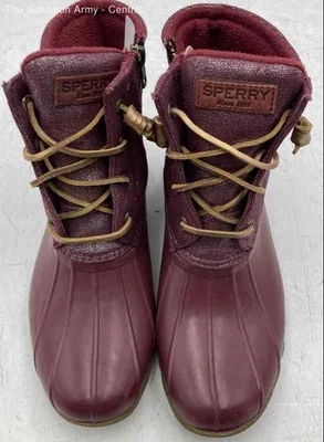 Botas de pato Sperry para mujer STS85833 borgoña impermeables con cordones al tobillo talla 8 Foto 1 de 4