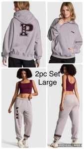 Victoria’s Secret Pink Violet Ashes 2pc set Pullover hoodie & Sweatpants Large - Picture 1 of 11