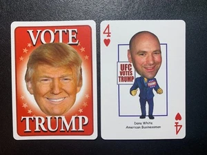 Swap Playing Card VOTE TRUMP DANA WHITE Four of Hearts UFC VOTES TRUMP - Picture 1 of 2