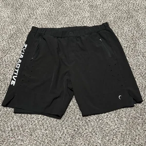 Pantaloncini da palestra sportivi neri ZYIA Active da uomo taglia Large L cuciture interne 9" - Foto 1 di 7