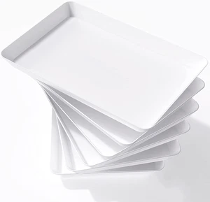 Serving Tray Plastic for Party Supplies, 15"x10" Platters for Serving Food 6 pcs - Picture 1 of 12