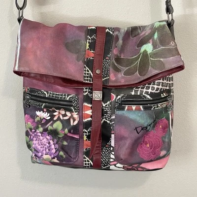Bolso Bandolera Desigual Grande Plegable Cuero Multicolor Floral Foto 1 de 4