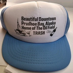 Vintage Prudhoe Bay Alaska Ölfeld Müll Druckknopflasche Truckermütze - Bild 1 von 4