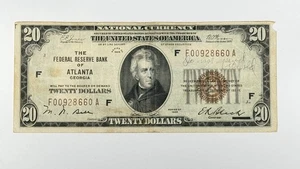 1929 $20 National Currency ATLANTA GEORGIA Banknote twenty US Note Fr# 1870-F - Picture 1 of 5