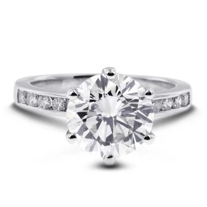 5 1/2 Carat G SI2 Round Cut Earth Mined Certified Diamonds 18k Gold Accent Ring - Picture 1 of 10