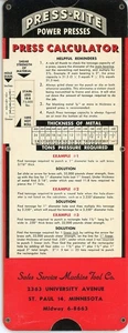 PRESS-RITE POWER PRESSEN KURBELWELLENRECHNER 8 1/2" x 3 1/4" - Bild 1 von 2