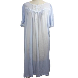 Vintage Fundamentals Nachthemd Gr. 2XL halbtransparent Spitze kornblumenblau Neu mit Etikett - Bild 1 von 12