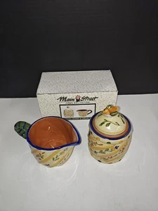 Vintage Main Street Home Collection Sugar & Creamer Set HandPainted Floral Desig - Picture 1 of 9