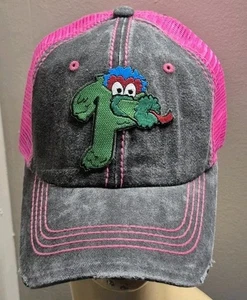 Philadelphia Phillies Mascot The Philly Phanatic Hat Distressed Pink & WashBlack - Picture 1 of 17