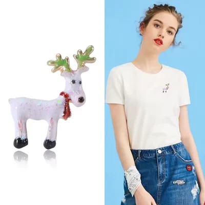 Bonito mini broche de veado de Natal esmalte broche de renas, gif de joias de inverno feriado - Imagem 1 de 4