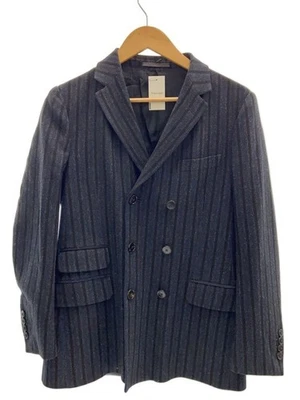 Gucci Double-Breast Blazer Jacket 46/M Men's size Gray Striped Wool Half Coat - Image 1 of 4