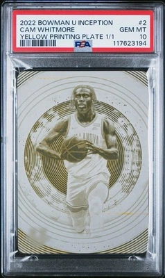 Placa de impressão amarela 2022 Bowman Inception Cam Whitmore PSA 10 1/1 - Imagem 1 de 2
