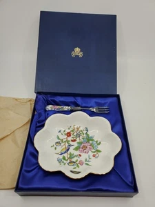 Plato ovalado RELISH & TENEDOR Aynsley Fine Bone English China PEMBROKE BIRD, borde dorado - Imagen 1 de 9