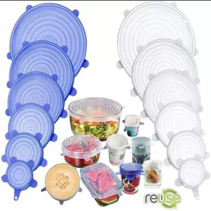 6 x Stretchy Food Lids Reusable Silicone Stretch Lids for Food/Bowls - Picture 1 of 18