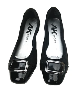 Anne Klein Sport Women's Size 7.5 M Black Buckle Dress Low Wedge Comfortable EUC - Picture 1 of 4