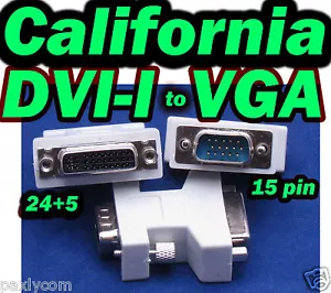 DVI-I Female (24+5) to VGA Male (15 pin) Connector Adapter F to M DVI I to VGA - Picture 1 of 9