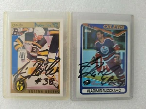 (Lot of 2)Vladimir Ruzicka Topps 1990 Oilers/O-Pee-Chee 1992 Bruins Autographed  - Picture 1 of 2