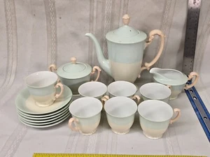 Noritake China Japan Pastel Green & Cream Coffe Tea Pot Cup Saucer Sugar creamer - Picture 1 of 7