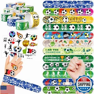 48PCS Soccer Party Favors - 24PCS Tattoos and 24PCS Slap Bracelets - Football - Picture 1 of 5