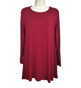 Derek Heart Women's Medium Burgundy Long Sleeve Relaxed Tunic Pullover Blouse - Picture 1 of 11