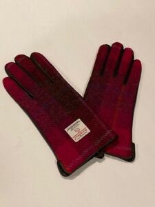 NWT Glen Appin Gloves Ladies Size M Tweed PINK Plaid WOOL & LEATHER Scotland