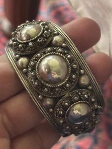 Sterling Siam Handmade Cuff Bracelet Vintage Adjustable - Picture 1 of 11