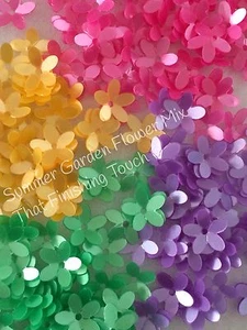 Sequins 10mm Mix Flower Cup Pink Yellow Green Purple Pearl Soft Gloss 3/8i x 200 - Picture 1 of 1