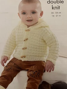 Baby Easy DK Hooded Jacket & Crossover Cardigan Knitting pattern. prem-21” - Picture 1 of 2