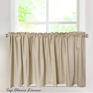 W150*H60cm Beige/White Polka Dots Home Kitchen Caravan Window Café Curtain - Picture 1 of 4