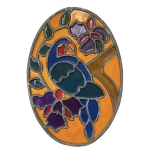 Vintage Oval Parrot Bird  Suncatcher Window Decor - Picture 1 of 13