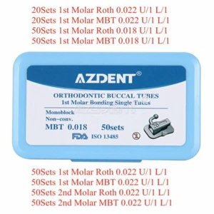 AZDENT Dental Orthodontic Buccal Tubes Mono 1st /2nd Molar Roth/MBT 018/022 Tube - Picture 1 of 20