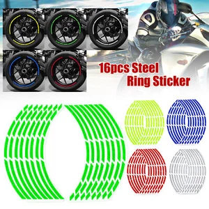 16pcs 17"-19" Car Motorcycle Wheel Tire Sticker Reflective Rim Strips Tape Decal - Bild 1 von 27