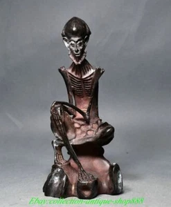 Marked Old China Bronze Rohan lohan Arhat Damo Bodhidharma Dharma Buddha Statue - Picture 1 of 9