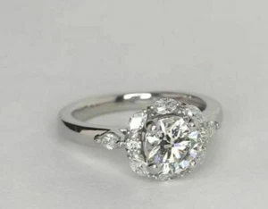 14K White Gold Finish 2.40 CT Round Cut Lab-Created Diamond Engagement Ring - Bild 1 von 5