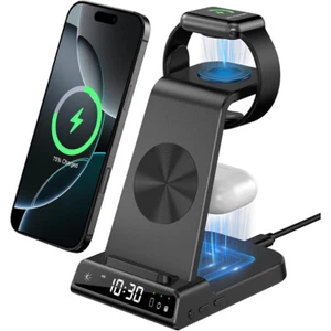 4in1 Fast Wireless Charger Station Dock For Apple Watch iPhone 16 15 14 Pro Max - Picture 1 of 7
