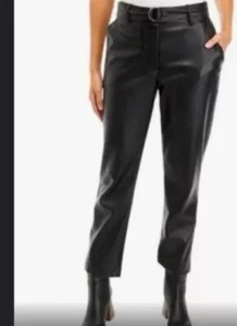 NWT WOMENS FAUX LEATHER PANTS LARGE SINGLE THREAD BLACK MSRP $88 - Picture 1 of 7