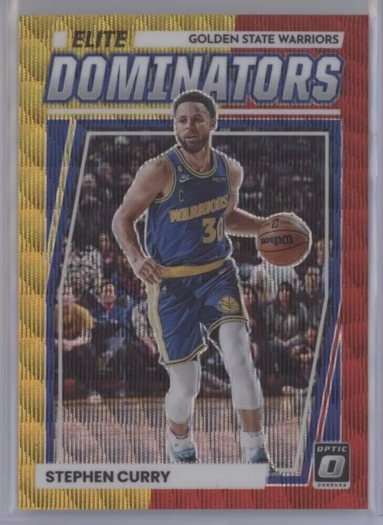 STEPHEN CURRY 2022-23 Donruss Optic ELITE DOMINATORS RED & GOLD WAVE PRIZM /99