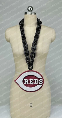 New MLB CINCINNATI REDS Jumbo Big BLACK Fan Chain Necklace Foam - Image 1 of 3