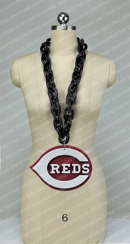 New MLB CINCINNATI REDS Jumbo Big BLACK Fan Chain Necklace Foam Cover