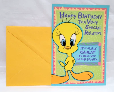 Ambassador Looney Tunes Tweety Bird Greeting Card - Happy Birthday Relative - Image 1 of 4