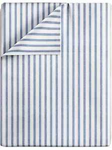 Twin Flat Bed Sheet Hotel Luxury Extra Soft Wrinkle Free Blue Stripes - Picture 1 of 2