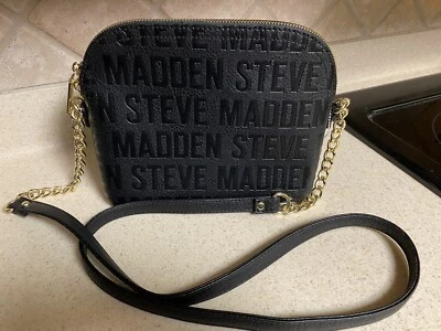 STEVE MADDEN HANDBAG BMARILYN Stamped Logo Black With GOLD Hardware - Image 1 of 4