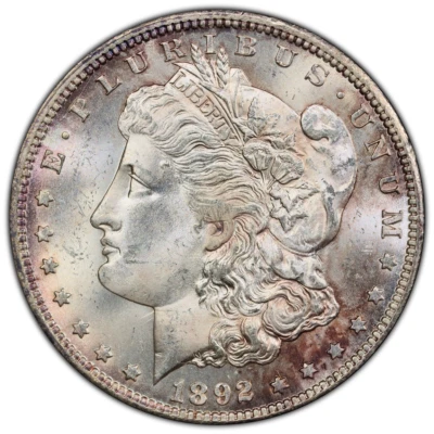 1892-CC Morgan Dollar $1 PCGS MS64 Toned - Image 1 of 2