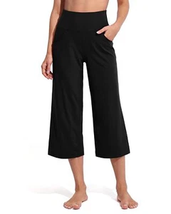 Capri Leggings for Women with Pockets Wide Leg Capri Pants Yoga Dress Trouser... - Picture 1 of 5