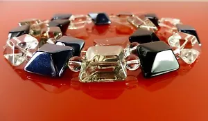 Collana Cristallo Nero Bianco Vetro Grappolo Girocollo Dichiarazione Grossa Moda - Foto 1 di 3