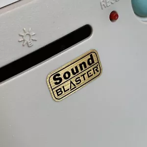 Creative Sound Blaster Computer Case Badge FLAT Sticker Retro 486 GOLD AWE64 PC - Picture 1 of 2