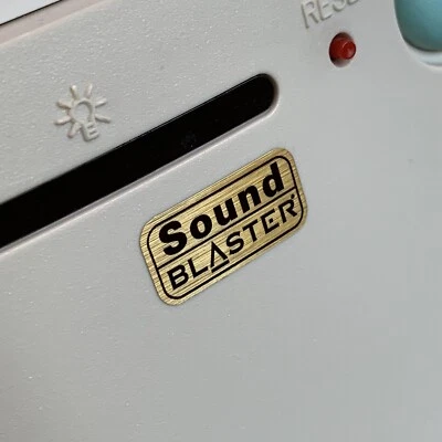 Creative Sound Blaster Computer Case Badge FLAT Sticker Retro 486 GOLD AWE64 PC - Image 1 of 2